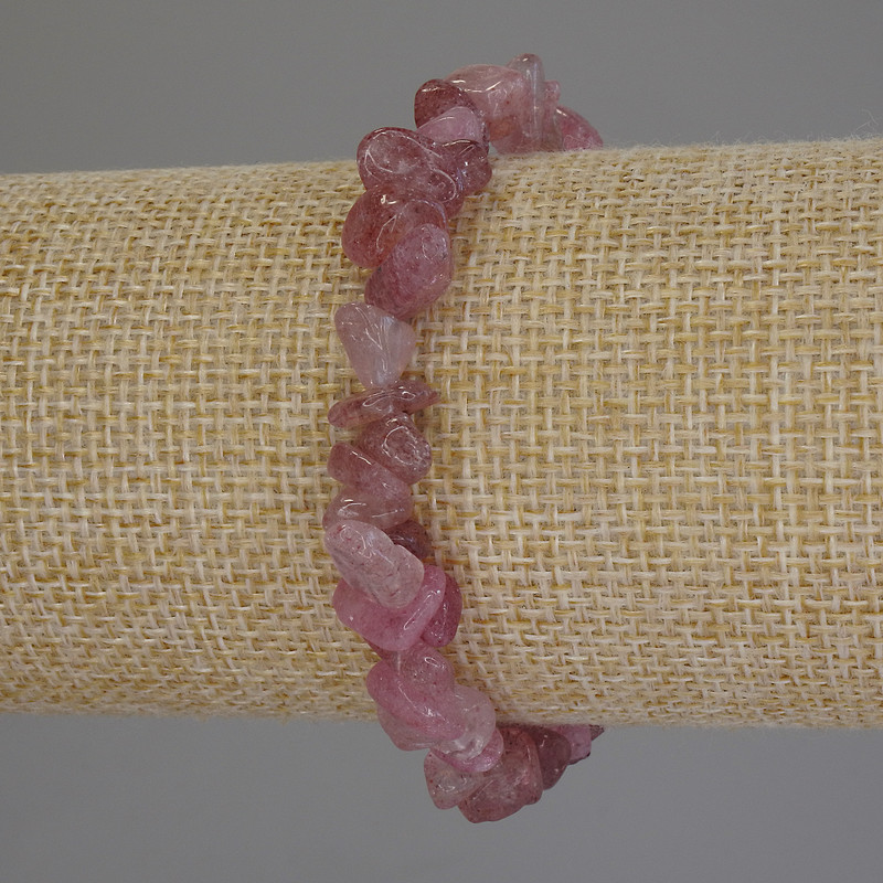 Strawberry Quartz Crystal Bead Bracelet, 8x3-5mm+-, stretch bracelet length 18cm+-,