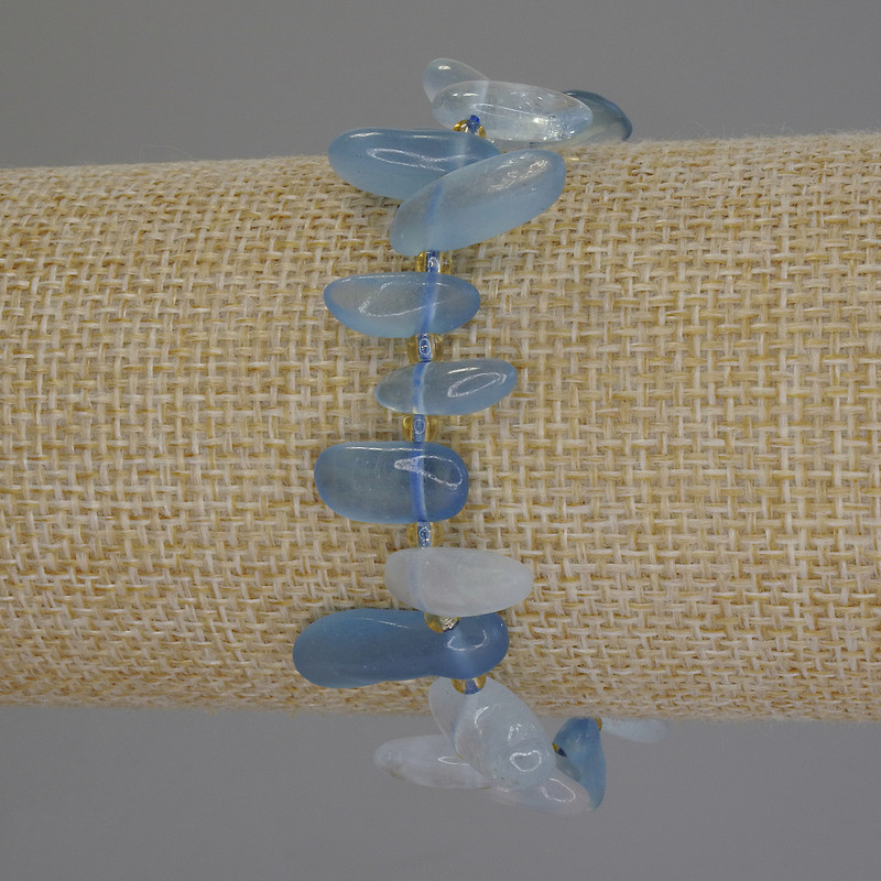 Bracelet Aquamarine Shards Butterfly, diameter 13-23x6mm+-, bead 3mm+-, length 18cm+- stretch