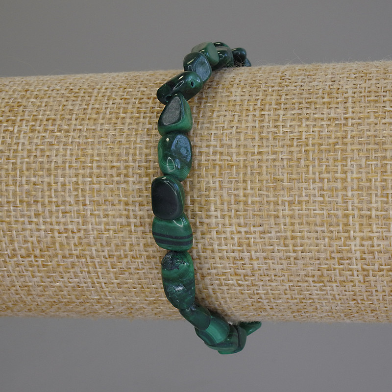 Malachite Faceted Bead Bracelet, diameter 8x5-8mm ±, length 18cm ±, stretch