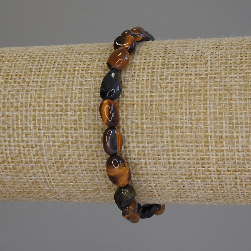 Tiger's Eye Bead Tumbled Bracelet, diameter 6-10×6mm, length 18cm, stretch