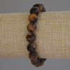 Tiger’s Eye Faceted Round Bead Bracelet, 10 mm diameter, 18 cm length, stretch