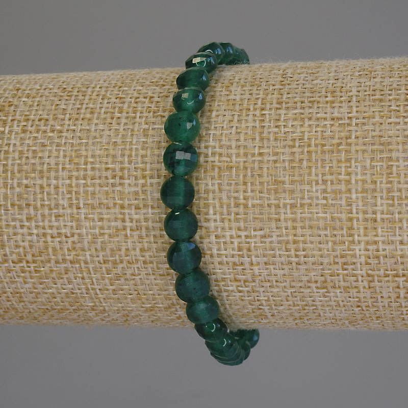 Chrysoprase Bracelet Bead Cut Round Discs, diameter 6.5mm ±, length 18cm (stretch)