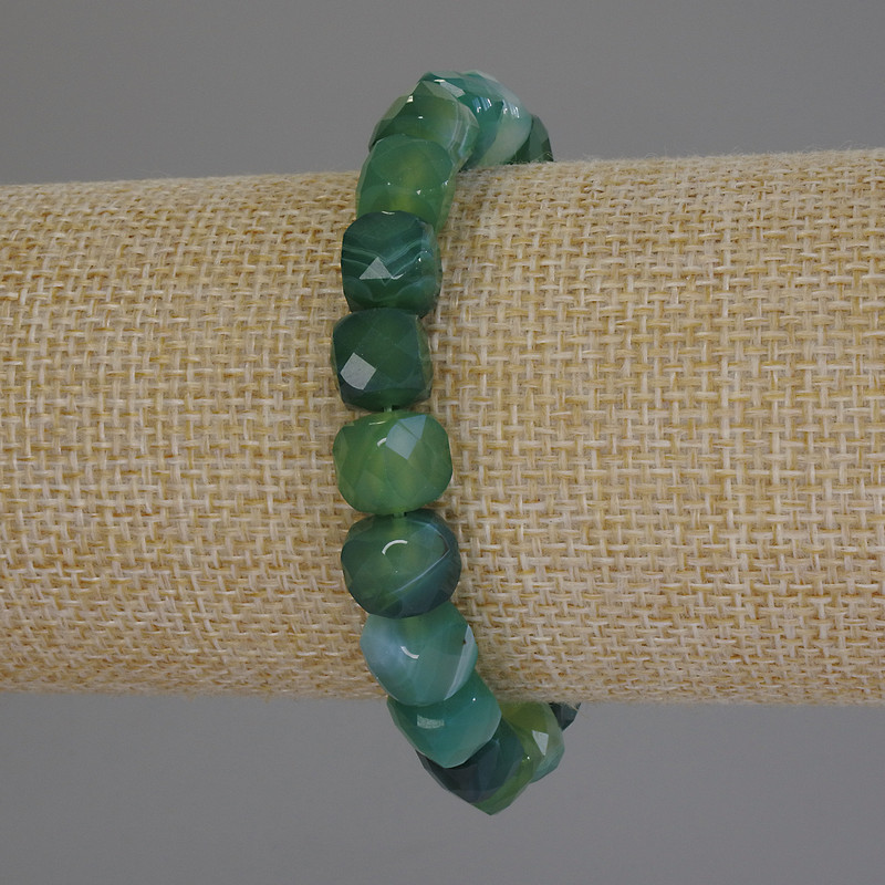 Agate Beaded Cube Bracelet, 8.5 mm cube, 5x8.5 mm +-, length 18 cm +-, stretch