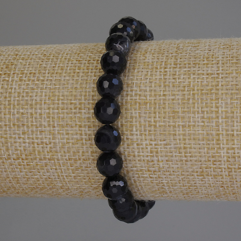 Agate Bead Faceted Round Bracelet, 8mm diameter, 18cm length, stretch