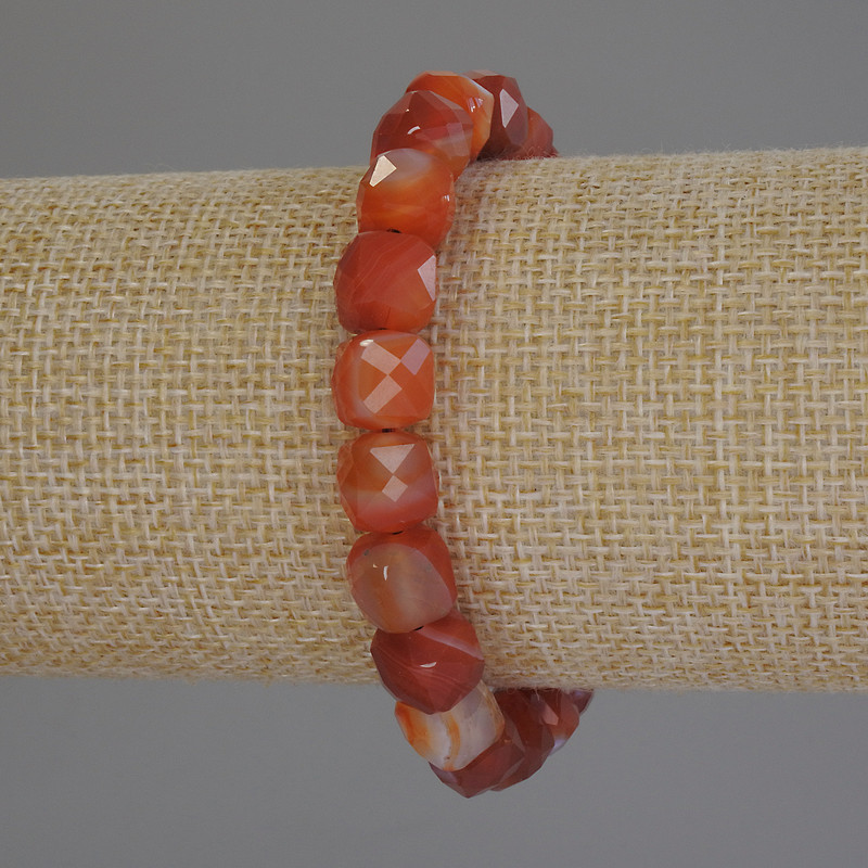 Agate Beaded Crystal Cube Bracelet, diameter 8.5x8.5 mm, length 18 cm, stretch