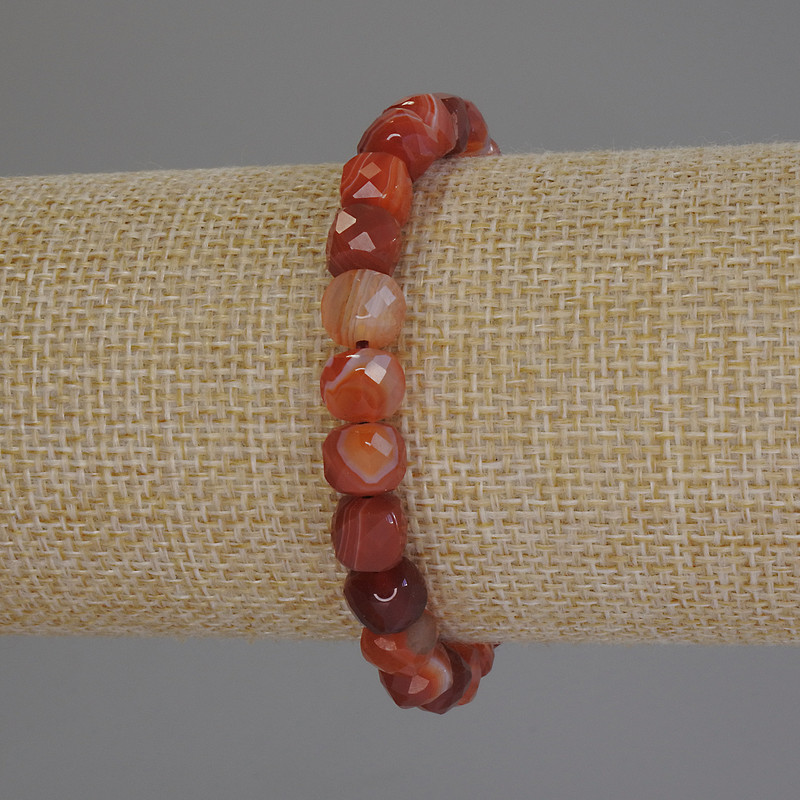 Agate Bead Bracelet Grenuated Cube, 5×5 mm, 18 in. +-, Stretch