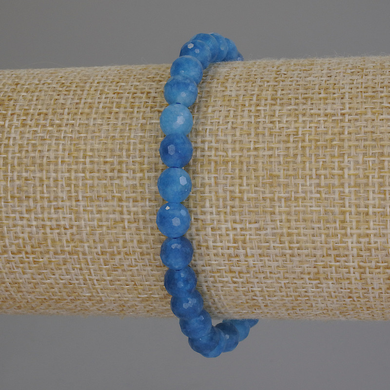 Apatite Faceted Bead Bracelet, 6mm diameter ±, 18cm length ±, Stretch