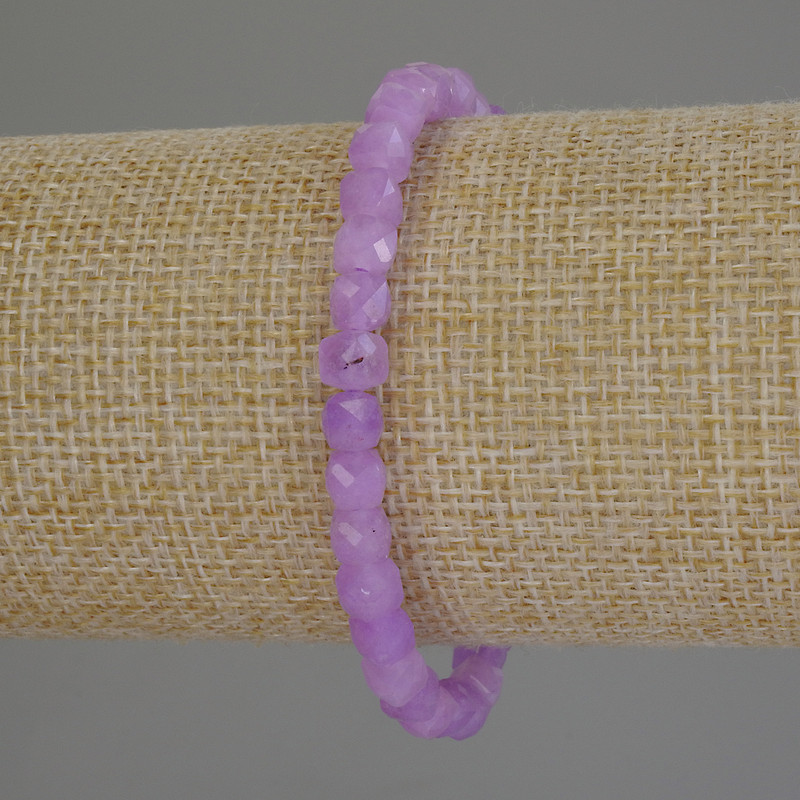 Lavender Amethyst Beaded Cube Bracelet, 5mm+- cube diameter, 18cm+- length, elastic