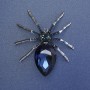 Brooch Spider blue crystal blue rhinestones 65mm+- silver metal