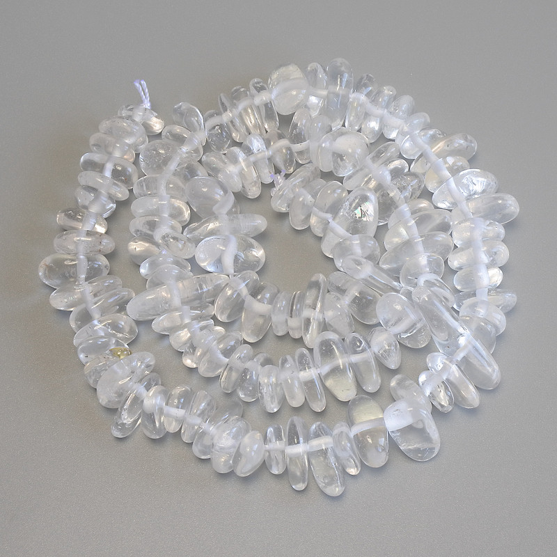 Natural Stone Beads Rock Crystal Faceted, 8–13 mm, length 40 in on thread