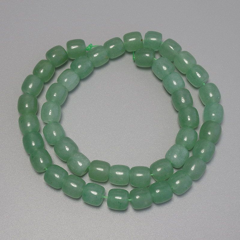 Jade Beads Rounded Cylinders, 8x8 mm diameter, approx. 36 cm length on thread