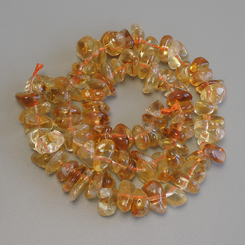 Citrine Beads, Briolette Cut, diameter 10-12×6-8 mm, length 38 cm on a thread