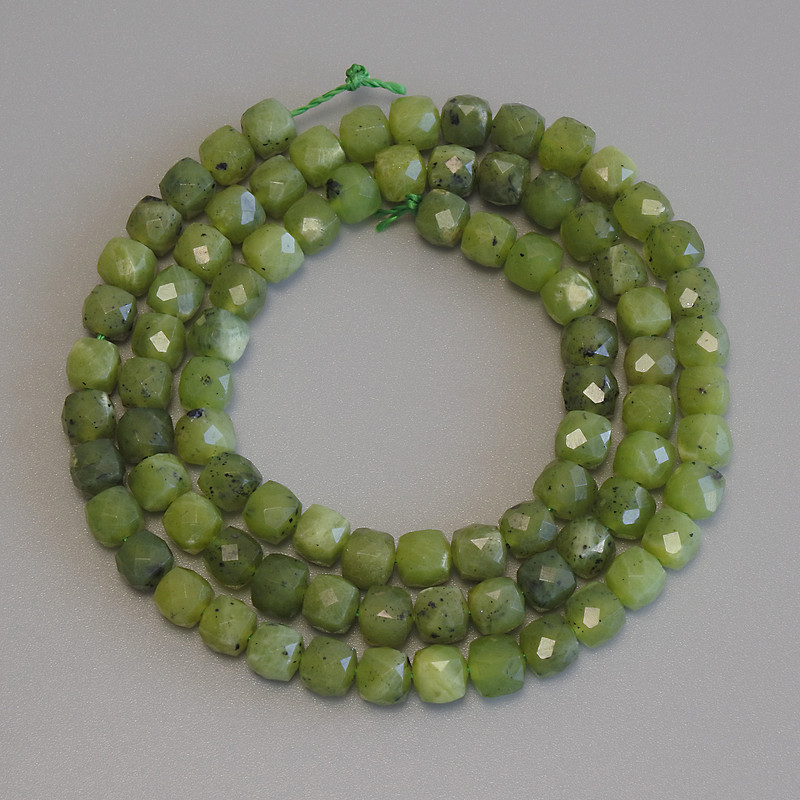 Jadeite Beads Canadian Faceted Cube, 4mm± diameter, 39cm± length on thread