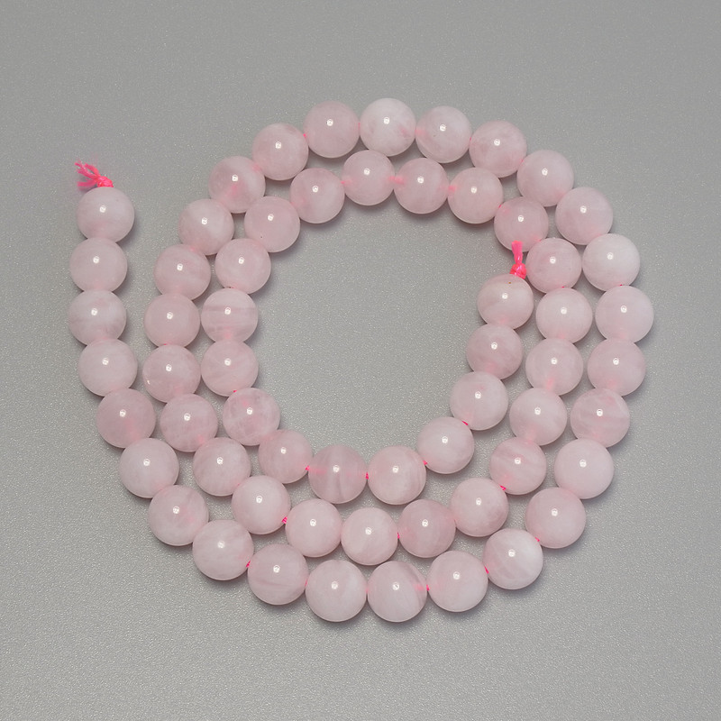 Madagascar Pink Quartz Beads Smooth Round 6.5mm Diameter +-, 39cm Length +