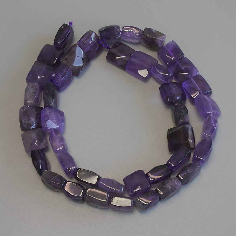Clearance! Amethyst Beads, Faceted Square, 9-10 mm diameter, 40 cm long on thread