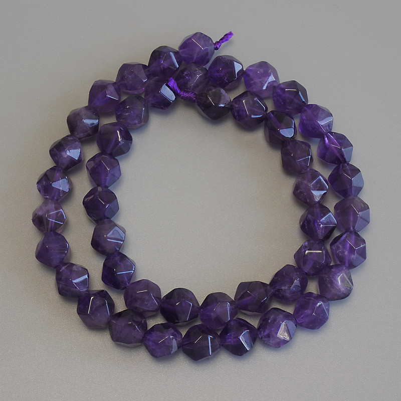 Amethyst Beads – Faceted, 8x7 mm, 5mm±, 37 cm±Threaded