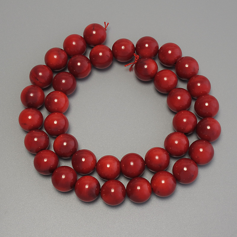 Coral Beads Smooth Round 11mm, on Thread, 41cm+/-