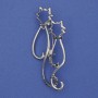 Brooch 'Cats' with Gray Rhinestones on Silver Metal 58x26mm+