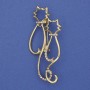 Brooch 'Cats' Rainbow Crystals Matte Gold Tone Metal 58x26mm+