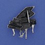 Brooch 'Royal' Black Enamel, Silver-tone Metal 36x30mm