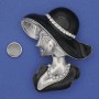 Magnetic Brooch: 'Girl in a Hat' with White Crystals, Black Enameling, Silver-Tone Metal 53x45mm