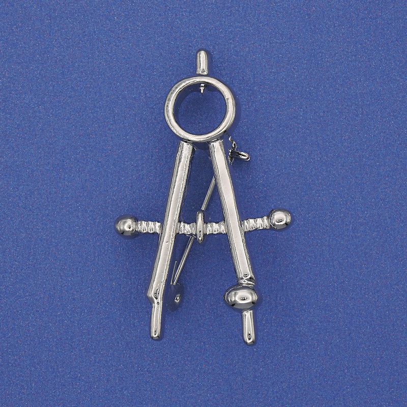Brooch Compass Silver Metal 41x24mm+