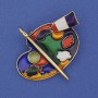 Brooch Pendant Palette with Enamel in Golden Metal 40x37mm+