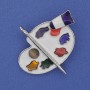 Brooch Pendant Palette with Enamel Silver Metal 40x37mm+