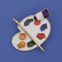 Brooch Pendant Palette with Enamel Golden Metal 40x37mm+