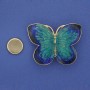 Magnetic Brooch Butterfly with blue and light blue enamel on golden metal 39x30mm