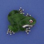 Brooch pendant Frog with Mother-of-P Pearl green color with crystals silver metal 35x34mm+