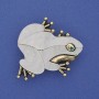 Brooch Pendant Frog Mother-of-P pearl White with crystals Gold-tone metal 35x34mm+