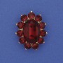 Brooch Accent with Red Crystal, rhinestones, gold-toned metal 30x24mm+