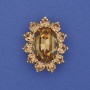 Brooch Accent crystals and rhinestones champagne color with golden metal 30x24mm+