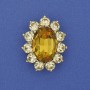 Brooch Accent with Yellow Crystal, Rhinestones, Gold-Tone Metal 30x24mm+