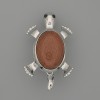 Brooch Pendant Turtle Aventurine Golden Sand 52x35mm± moving parts silver metal