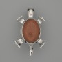 Brooch Pendant Turtle Aventurine Golden Sand 52x35mm± moving parts silver metal