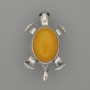 Brooch Pendant Turtle Amber artificial 52x35mm± movable parts silver metal