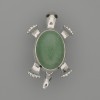 Brooch Pendant Turtle Jade 52x35mm+- movable parts silver metal