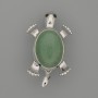 Brooch Pendant Turtle Jade 52x35mm+- movable parts silver metal