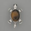 Brooch Pendant Turtle with Tiger's Eye 52x35mm± movable parts silver metal