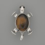 Brooch Pendant Turtle with Tiger's Eye 52x35mm± movable parts silver metal