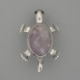 Brooch Pendant Turtle with Amethyst 52x35mm+- movable parts silver metal