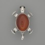 Brooch pendant Turtle Carnelian 52x35mm± moving parts, silver metal