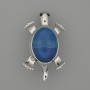 Brooch Pendant Turtle Agate 52x35mm± movable parts silver metal
