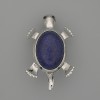 Brooch-Pendant Turtle Larimar 52x35mm± movable parts silver metal