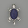 Brooch-Pendant Turtle Larimar 52x35mm± movable parts silver metal