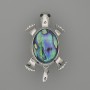 Brooch Pendant Turtle Hematite 52x35mm± movable parts silver metal