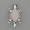 Brooch-Pendant Turtle Pink Quartz 52x35mm± movable parts, silver metal