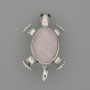 Brooch-Pendant Turtle Pink Quartz 52x35mm± movable parts, silver metal